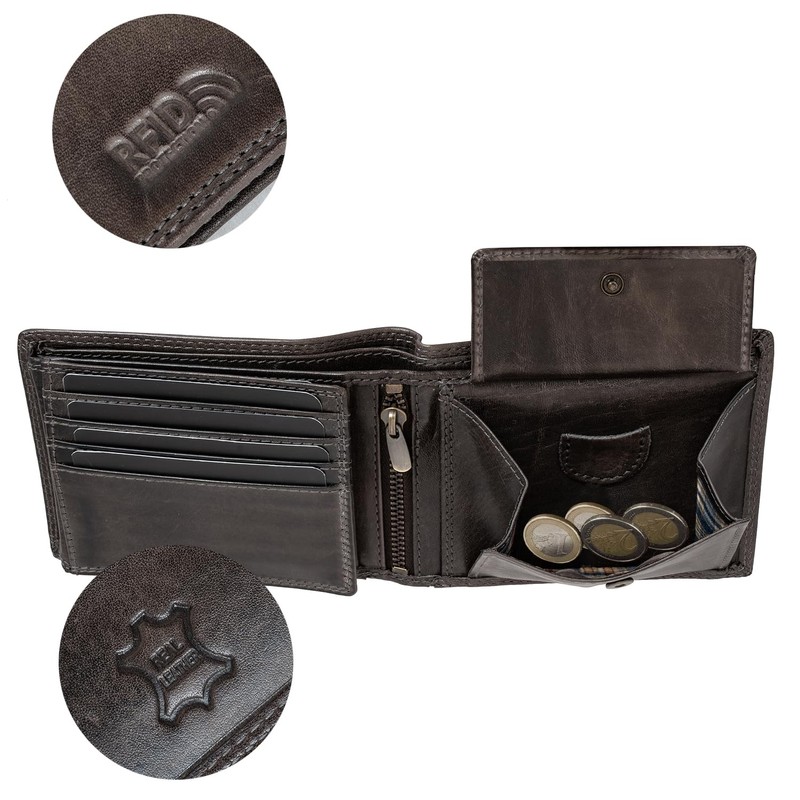 Fa.Volmer Men's Leather Wallet with RFID Protection - Extra Sturdy