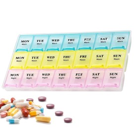 Eastrise Large 21-Day Weekly Pill Box Organiser - 3x7 XL Compartments Travel Medicine Box with Lockable, Dust-Proof Design, BPA-Free Tablet Organiser for Weekly Medication Management (Colourful)