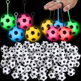 Sotiff 36 Pcs 2.6 Inch Light up Soccer Ball Bouncy Ball LED Flashing Squeaky Ball with Rope Rubber Sensory Toy Stress Balls Bulk for Valentine's Day Birthday Glowing Party Gifts Carnival Favors