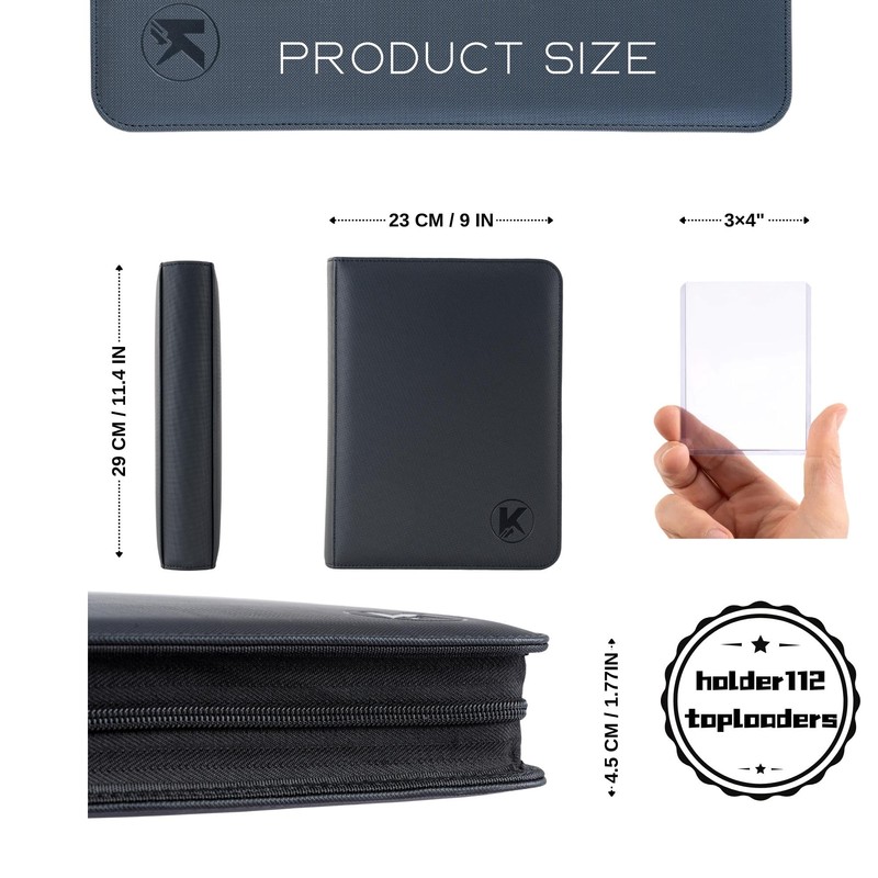 KUOOKING Toploader Binder, Holds 112+ Toploaders, 4 Pocket Top Loader