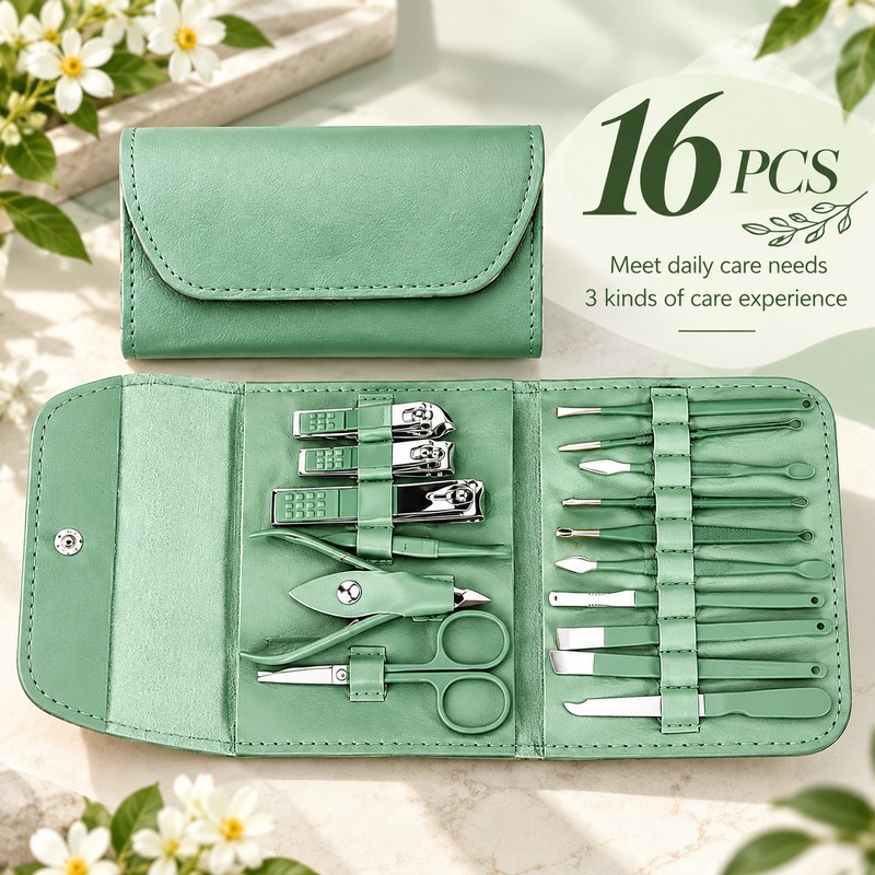 16-Piece Manicure Pedicure Kit for Nail Care – Stainless Steel