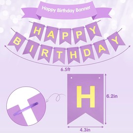 TOYVENTURES Purple Happy Birthday Bunting Banner,Swallowtail Flag Happy Birthday Sign, Letters Banner for Party Supplies and Birthday Decorations