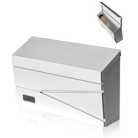 Ydocabinit Wall Mount Mailbox, Large Capacity Mailbox for House, Visibility Galvanized Steel Rust-Proof Metal Post Box Drop, Mailboxes for Outside, 15.74"×9.84"×4.33" Solar Lanterns White