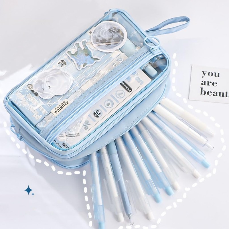 Pencil Case, Pencil Case, Stylish Pouch, Transparent, Stylish, Simple, Large