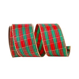 Reliant Ribbon 9182M-001-40F Tartan Tony Metallic Plaid Wired Edge Ribbon, 2-1/2 Inch X 10 Yards, Multi