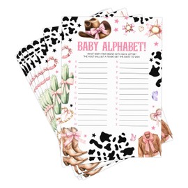 Alphabet Western Cowgirl Baby Shower Game Set - 30 Pcs Double-sided Print Card - Gender Neutral Party Activities Favor & Supplies - Baby Shower Game For Girl - B05