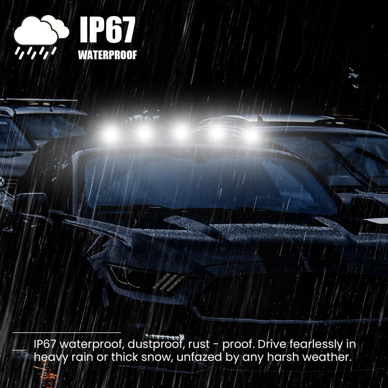 Gonice White 12 LED Cab Lights - 5PCS Smoked Roof
