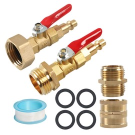 ANCLLO Winterproof Purge Adapter with 1/4 Inch Male Quick Connector and 3/4 Inch Male GHT Thread RV Purge Port with Valve