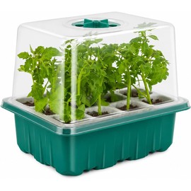 Bandeja Germinadora Bandeja de Germinación para Bandeja de Semillero Bandeja de Siembra Casera con Drenaje en Material Plástico y Silicona Adecuada para Oficinas y Terraza, Verde Oscuro