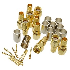 CablesOnline, 10-Pack, SMA Male Crimp Type 50-ohm RF Connectors for RG8X, LMR240 Coax Wire, RF-M910-10