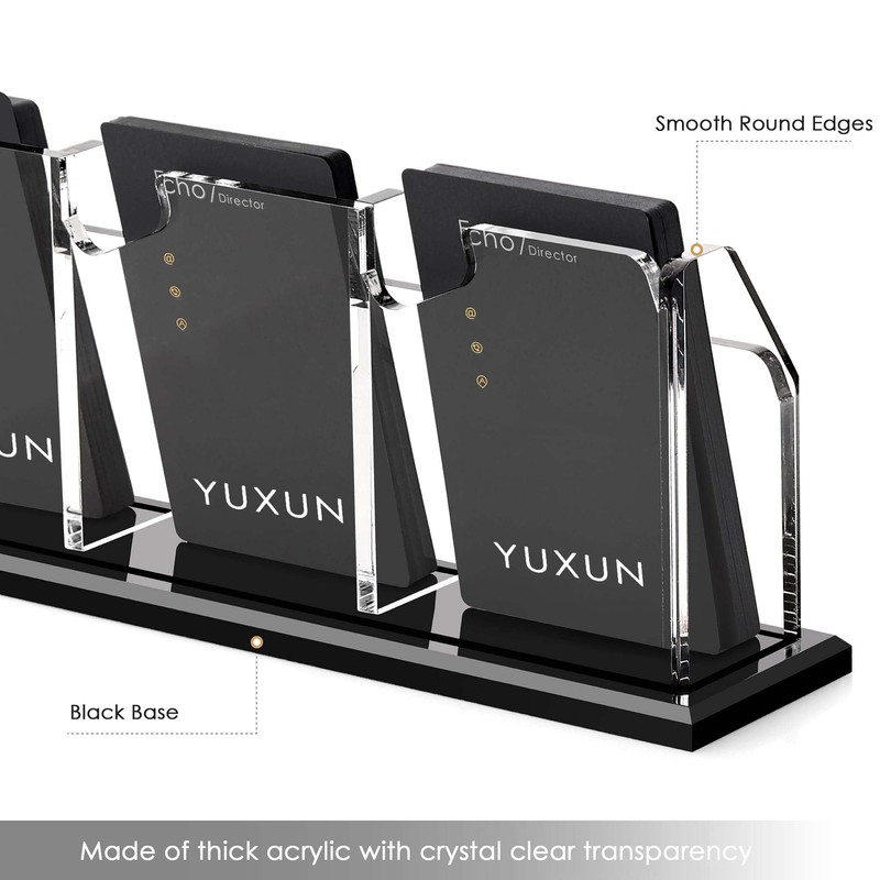 YUXUN Vertical Business Card Holder for Desk, 3 Slots Acrylic