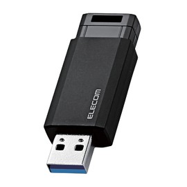 Elecom MF-PKU3064GBK/E USB Memory, 64GB, USB 3.2 (Gen1), Retractable Type, Black
