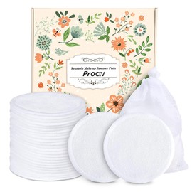 ProCIV Makeup Remover Pads Reusable 18 Packs Bamboo Cotton Rounds Pads Cleansing Cloth Wipe with Laundry Bag, Washable Clean Skin Care Facial Toner Pads Cleansing Towel Wipes (3.8 inch) (Pure White)