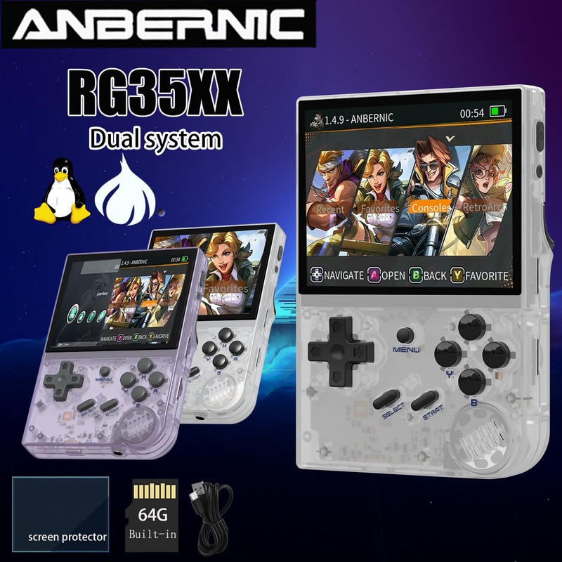 RG35XX Retro Handheld Game Console, 3.5 Inch IPS Screen, 32GB