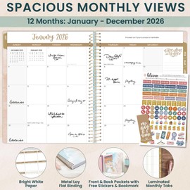 bloom daily planners 2026 Planner (January to December) - 8.5” x 11” Weekly & Monthly Dated Agenda Organizer Book with Stickers & Tabs - Flexible Soft Cover - Ocean Oasis