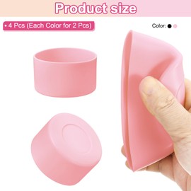 PATIKIL Silikon-Kofferraum, 4 Stück, Bodenhülsen, rutschfeste Schutzhülle für Wasserflasche, Auto, Reisebecher, Schwarz/Rosa