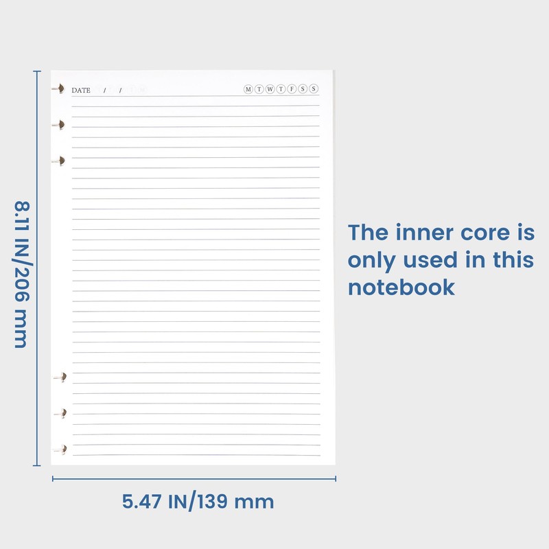 Yoment Discbound Lined Refills for 6.1 x 8.3 Hardcover Notebook,