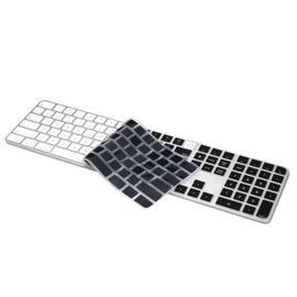 ProElife Ultra Thin Silicone Keyboard Cover Skin for 2023-2021 Magic Keyboard with Touch ID and Numeric Keypad Model-A2520 U.S Enter Protector (3 Keys ON The Left of The Space BAR) (Black)