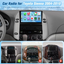 KuTaiTai Car Radio Stereo for Toyota Sienna 2004 2005 2006 2007 2008 2009 2010 with Carplay Android Auto - 9" IPS Touchscreen Head Unit with GPS Navigation Bluetooth WiFi FM SWC MIC AHD Backup Camera