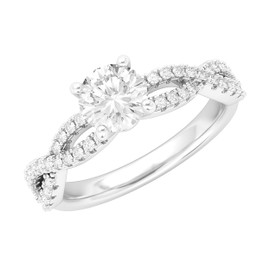 Sterling Silver Infinity Twist Vintage Simulated 1.0 CT Diamond Engagement Ring Promise Bridal Ring For Women (L)
