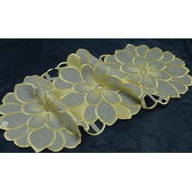 Aude Home Table Runner 30 x 70 cm Oval Yellow Floral Polyester