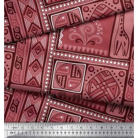 Soimoi Orange Moss Georgette Fabric Patchwork Tribal Printed Craft Fabric BTY 42 Inch Wide