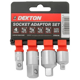 Dekton 4-Piece Socket Adaptor Set | Premium Hardened Chrome Vanadium for Extra Strength | Versatile Adaptor Set for Professional and DIY Use | Compatible with Multiple Socket Sizes