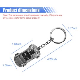LHDOS Creative 3D Car Model Keychain - Mini Metal Key Chain Car Shape Keyring Present for Men Women - Universal Cute Key Holder Auto Accessories for Smart Key Fob (Silver)