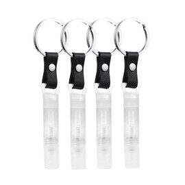 SHEEAST Mini Spray Bottle with Keychain 4pcs Mini Empty Refillable Perfume Plastic Spray Bottle 3ml, White