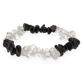 Lebensquelle Plus Rock Crystal + Black Tourmaline Chip Bracelet | Protective Bracelet | High Quality Gemstone Bracelet, Gemstone, Rock Crystal, Black Tourmaline