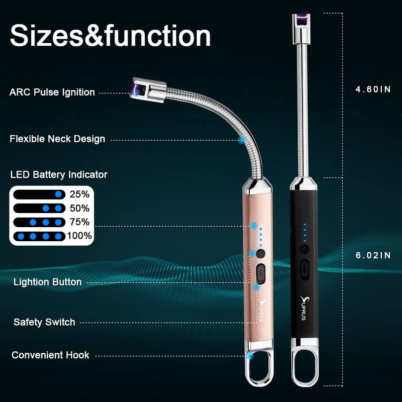 Suprus - Mechero eléctrico recargable con USB, color negro y
