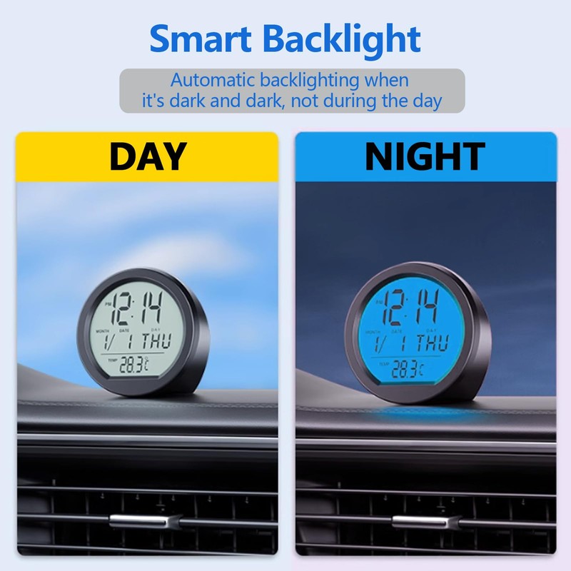Timloon Car Dashboard Clock with Automatic Backlight at Night, Fahrenheit