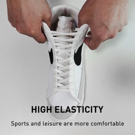 UamGlsob 5/16" Flat Elastic Shoe Lace, 36"-72" Length Stretch Shoelaces Strings Replacement Laces for High Top Sneakers (White-10, 45''/115cm)