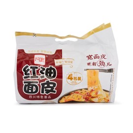 A Kuan Chili Oil Broad Noodles 4pk - Spicy Hot Flavor & Hot and Sour Flavor & Sesame Paste Flavor, Instant Food - Flavor: Sour & Hot Chili Oil - 4 pk