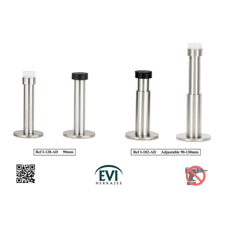 EVI Herrajes, Wall Mounted Door Stop, Stainless Steel, I-128 (Steel