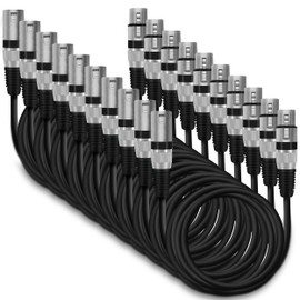 GearIT XLR to XLR Microphone Cable (10 Feet, 10-Pack) XLR Male to Female Mic Cable 3-Pin Balanced Shielded XLR Cable for Mic Mixer, Recording Studio, Podcast - Black, 10ft, 10 Pack