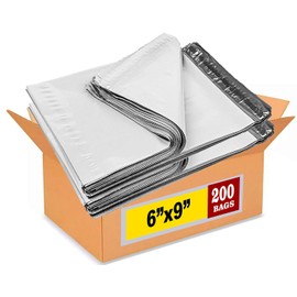 iMBAPrice White Poly Mailers 6x9 Inch, 200-Pack Small Size #1 Poly Mailing Envelopes Bags, Self Seal Adhesive Waterproof and Tear Proof Packing Bag (Total 200 Bags)