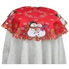Creative Linens Holiday Christmas Tablecloth 33” Round Embroidered Snowman Snowflake