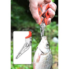 tzoxal Fishing Pliers Stainless Steel Fish Hook Remover, Saltwater Resistant Fishing Braid Scissors Braided Line Cutter, Split Ring Opener Fishing Tools (5in-3pcs)