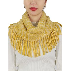 ScarvesMe Fashion Soft Two Tone Knit Tube Winter Warm Infinity Loop Scarf with Tassels