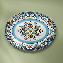 Euro Ceramica Zanzibar Oval Platter, Multicolor