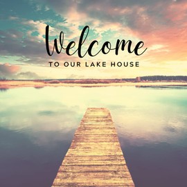 Welcome to Our Lake House: Lake House Guest Book for Vacation Home | Rustic Memory Guest Book Visitor Sign In Book for Airbnb, VRBO, Bed & Breakfast, ... Beautiful Color Sky (Premium Cream Paper)