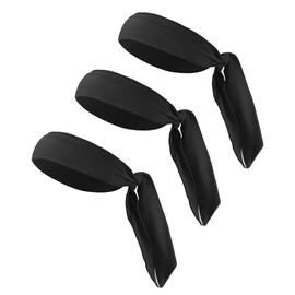 VOCOSTE 3 Pcs Adjustable Soft Sport Headband, Sweat Wicking Gym Tennis Tie Sweatband for Men Women, Black