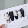 Rough check black handmade nail tip - long point /