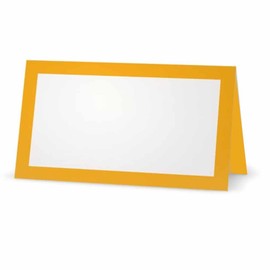 Squash Yellow Place Cards - Flat or Tent - 10 or 50 Pack - White Blank Front with Color Border - Placement Table Name Seating Stationery Party Supplies - Occasion or Dinner Event (50, Tent Style)