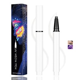 Matte White UV Reactive Eyeliner & Face Paint Pen – Waterproof Quick-Dry Glow Under Black Light, Long-Wear Luminous Makeup for Party, Festival, Creative Face & Body Art (Neon White)