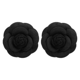 PATIKIL Camellia Fabric Pin, 2 Pcs Flower Brooch Artificial Flowers Brooches for Women Girls Cloth Wedding Party Decor Accessories Jewelry Gift, Black