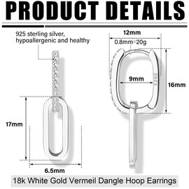 Sanfenly 925 Sterling Silver Huggie Earrings for Women 18K Gold Plated Small Dangle Hoop Earrings with Dangle Charms Cross Spike Moon Star Hypoallergenic Huggie Earrings for Women Girls