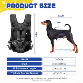ZTVA Dog Backpack Carrier, Legs-Out Front Pet Backpack Carrier for Small Dogs, Adjustable & Breathable Pet Carrier, Hands Free Dog Front Carrier for Hiking, Cycling, Travel (Black, S)