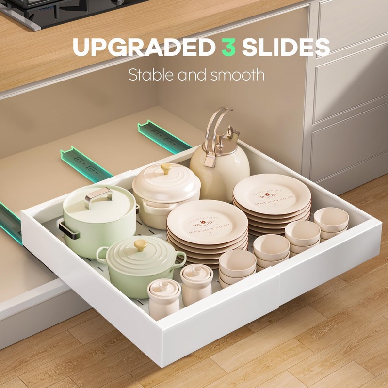 Seinloes 2 Pack Pull out Cabinet Organizer 21"Deep With Raising